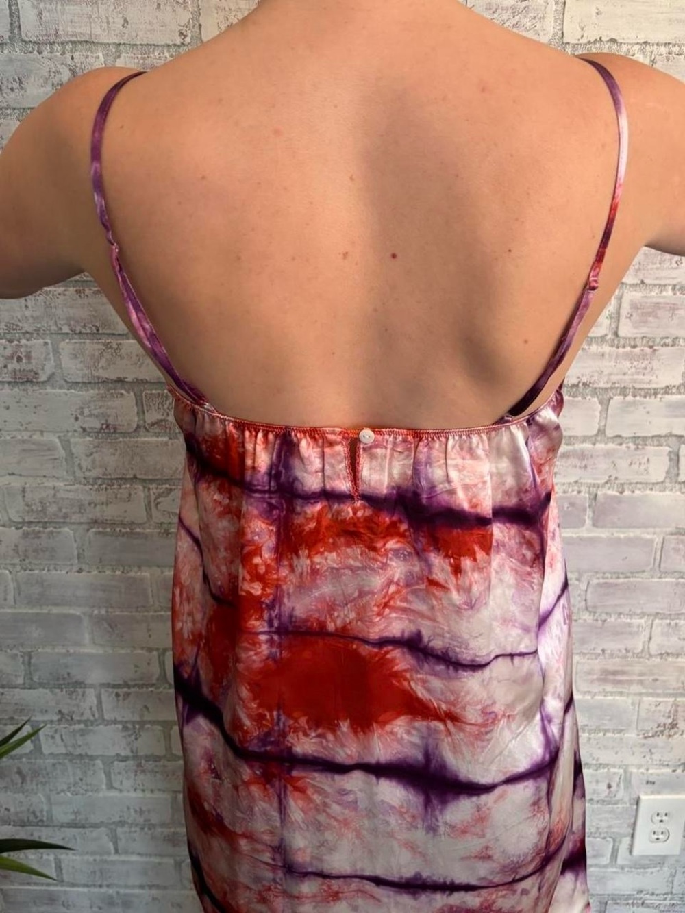 Vintage 90s Women's Pink Tie-Dye Slip Dress - Picture 6 of 6